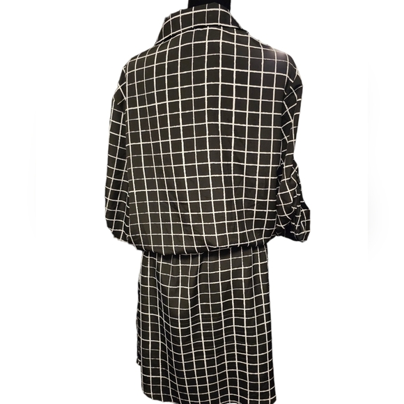 Daisy Fuentes Black and White Windowpane Check Shirtdress Medium - Picture 3 of 5